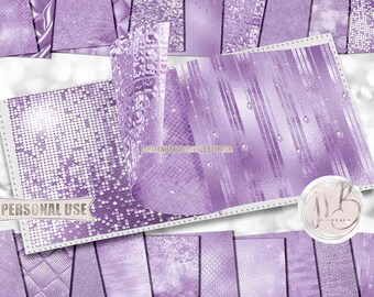 Lavender Luxury Scrapbook Paper Download • Luxurious Sparkling Glitter and Foil Shimmer Design • Printable Paper Crafts 20 12x12 JPG & PDF