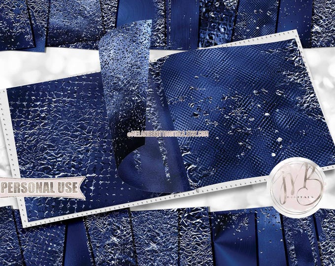 Royal Blue Metallic Flakes Scrapbook Paper Download • Shimmering Foil Flakes Design • DIY Printable Paper Crafts 20 12x12 JPG & PDF