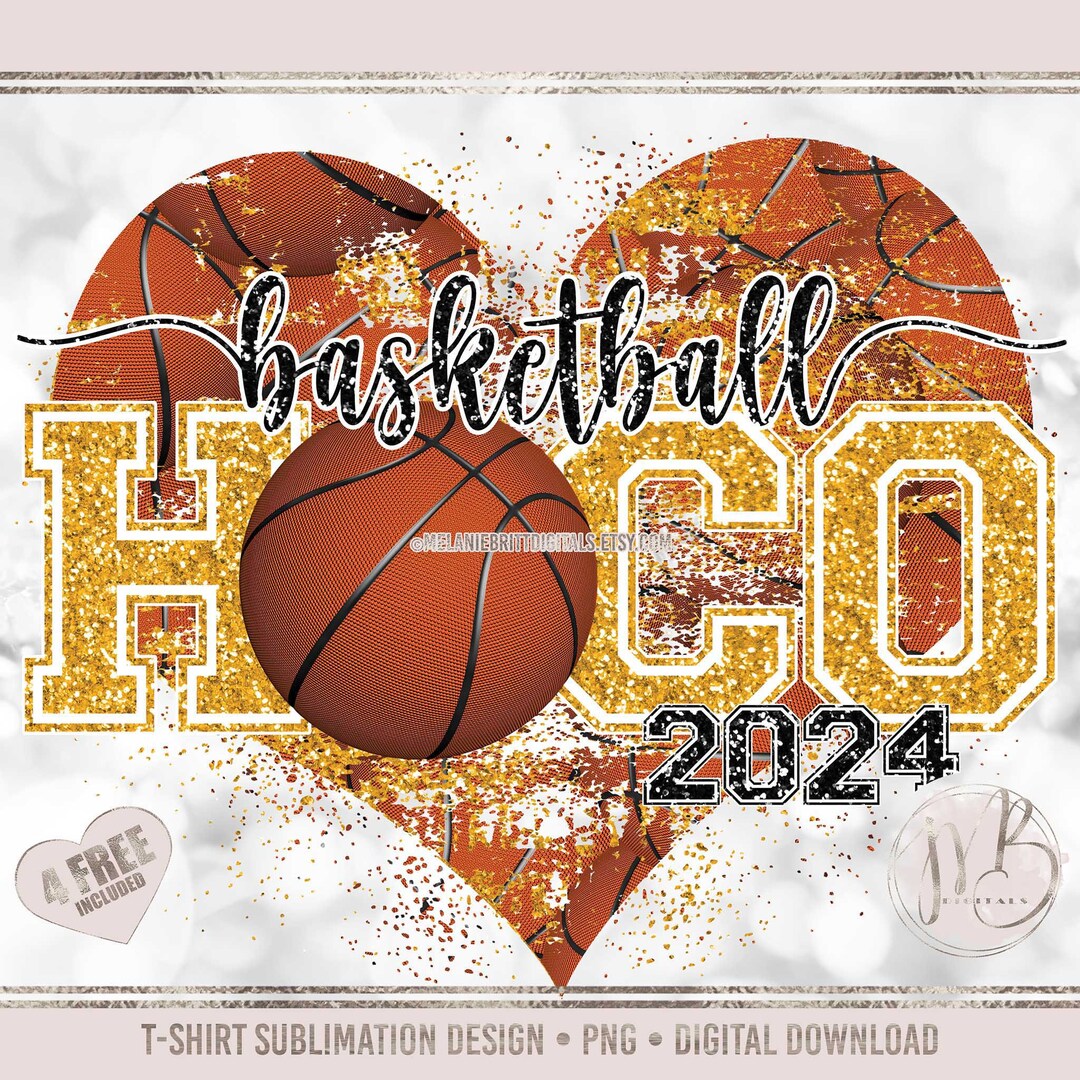 Basketball HOCO 2024 Heart Sublimation Tshirt Design PNG Download