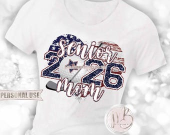 Golf 2026 Senior Mom Heart T-Shirt Sublimation Download • Patriotic USA Flag Senior Night Mom • DIY T-Shirt Print and Press