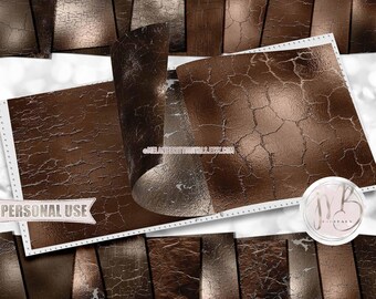 Shattered Sable Scrapbook Paper Download • Brown Tones Crackle Shimmering Foil Design • DIY Printable Paper Crafts 20 12x12 JPG & PDF