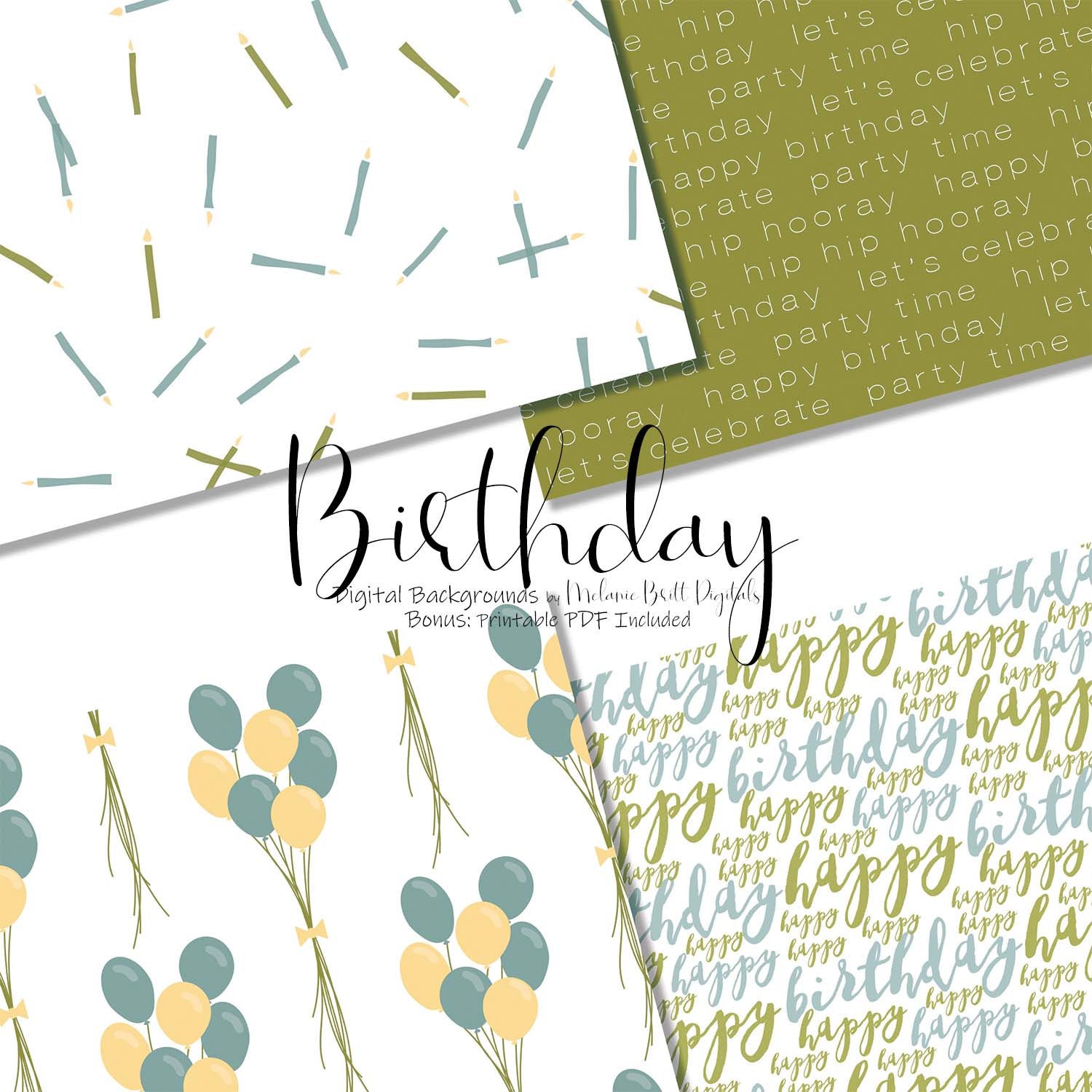 Boy birthday digital paper pack Happy Birthday Pattern | Etsy