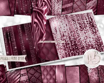 Sangria Red Luxury Scrapbook Paper Download • Luxurious Design Sparkling Glitter Shimmering Foil • Printable Paper Crafts 20 12x12 JPG & PDF