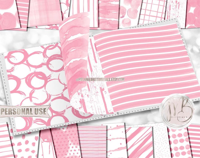 Pink Watercolor Scrapbook Paper Download • Patterned Watercolor Paint Design • DIY Printable Paper Crafts 20 12x12 JPG & PDF