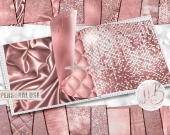 Luxury Rose Gold Scrapbook Paper Download • Luxurious Design Sparkling Glitter Shimmering Foil • DIY Printable Paper Crafts 20 12x12 JPG PDF