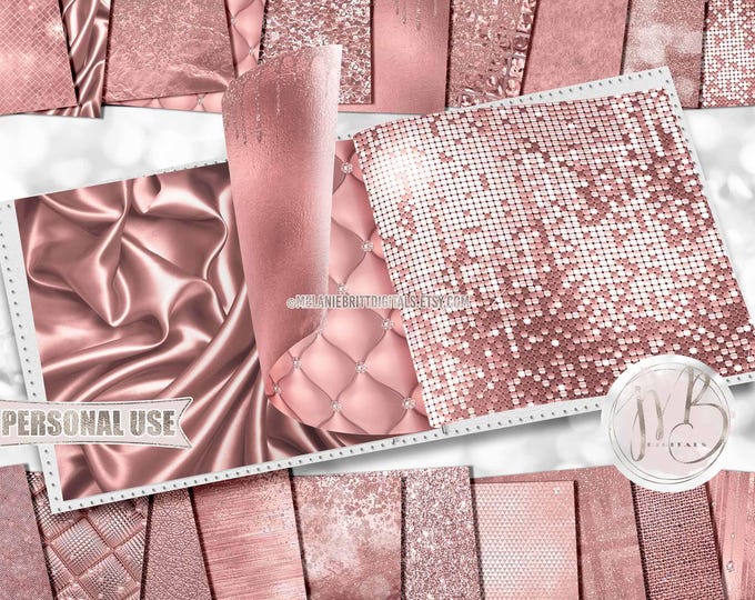 Luxury Rose Gold Scrapbook Paper Download • Luxurious Sparkling Glitter Shimmering Foil • Scrapbooking Printable