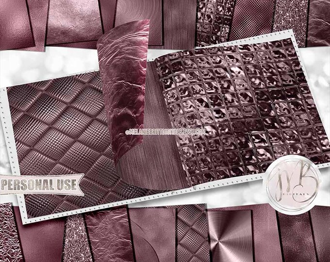 Mauve Opulent Scrapbook Paper Download • Unique Metallic Shimmering Foil • Scrapbooking Printable