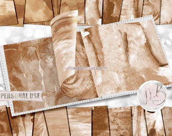 Brown Watercolor Scrapbook Paper Download • Messy Paint Design Solid Watercolor • DIY Printable Paper Crafts 20 12x12 JPG & PDF