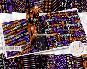 Neon Halloween Scrapbook Paper Download • Fluorescent Neon Glow Neon Sign Glow in the Dark • Printable Paper Crafts 20 12x12 JPG & PDF