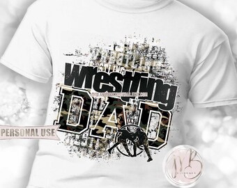Boy Wrestling Dad T-Shirt Sublimation Design Download • Camouflage Wrestling in November Support Military Veteran Dad • DIY Print and Press