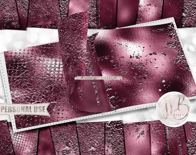 Sangria Red Metallic Flakes Scrapbook Paper Download • Shimmering Foil Flakes Design • DIY Printable Paper Crafts 20 12x12 JPG & PDF