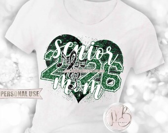 Green Band Senior 2026 Mom Heart T-Shirt Sublimation Design Download • Music Notes Glitter Marching Band Senior Mom Gift • DIY Print & Press