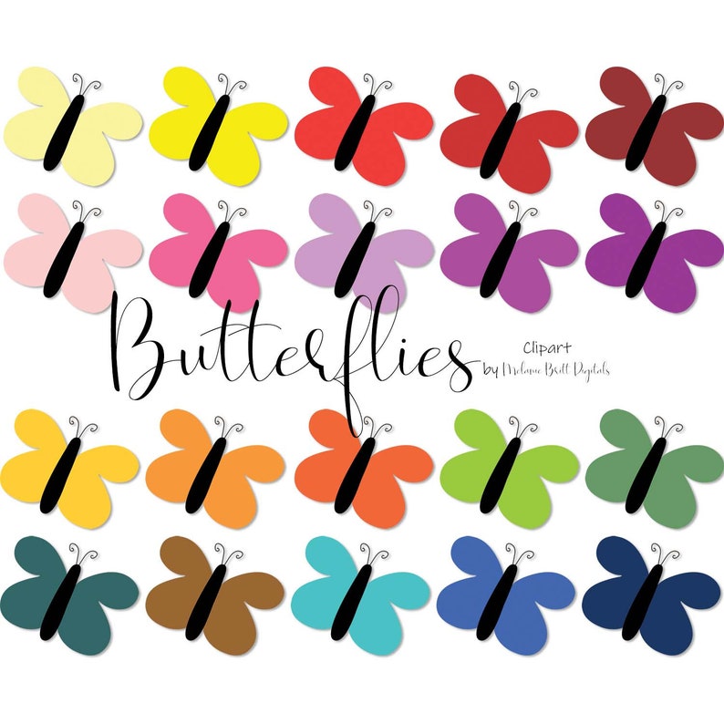 Butterfly graphic Digital scrapbook Garden Planner clipart Colorful butterflies Digital butterflies Butterfly clipart Spring clip art