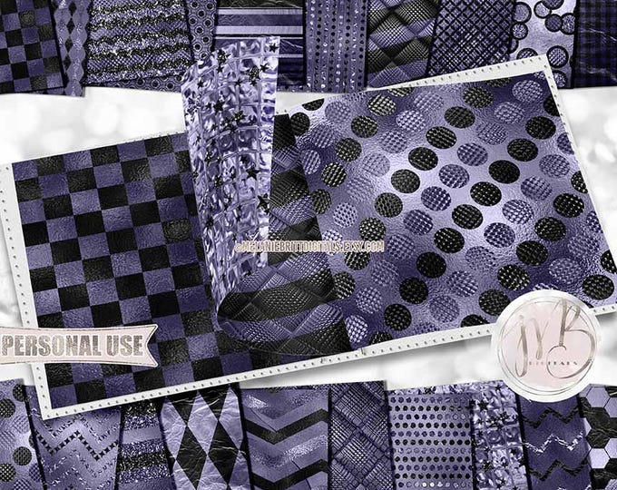 Purple Haze and Black Opulent Patterned Scrapbook Paper Download • Unique Metallic Shimmering Foil • Scrapbooking Printable