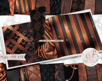 Black and Copper Classy Scrapbook Paper Download • Sophisticated Design Diamonds Glitter Foil • Printable Paper Crafts 20 12x12 JPG & PDF