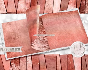 Peachy Grunge Scrapbook Paper Download • Peach Tones Distressed Worn Vintage Antiqued Design • DIY Printable Paper Crafts 30 12x12 JPG & PDF