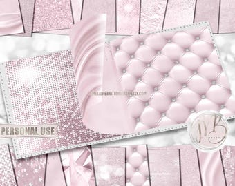Luxury Light Pink Scrapbook Paper Download • Luxurious Design Sparkling Glitter Shimmering Foil • Printable Paper Crafts 20 12x12 JPG & PDF