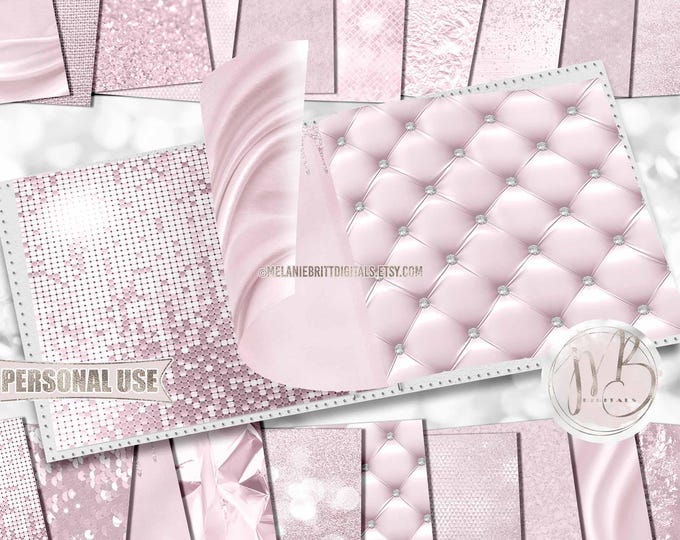 Luxury Light Pink Scrapbook Paper Download • Luxurious Design Sparkling Glitter Shimmering Foil • Printable Paper Crafts 20 12x12 JPG & PDF