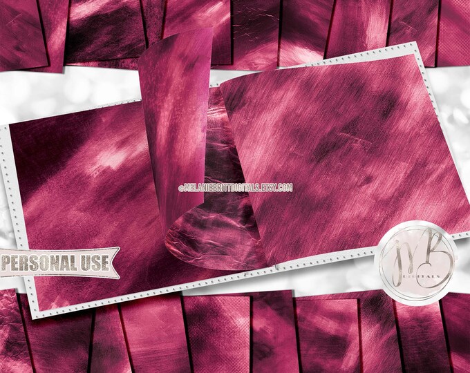 Fuchsia Sleek Watercolor Scrapbook Paper Download • Shimmering Hand Painted Design • Printable Paper Crafts 20 12x12 JPG & PDF