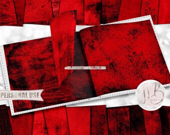 Deep Red Distressed Scrapbook Paper Download • Vintage Antiqued Worn Grunge Design • Printable Paper Crafts 20 12x12 JPG & PDF