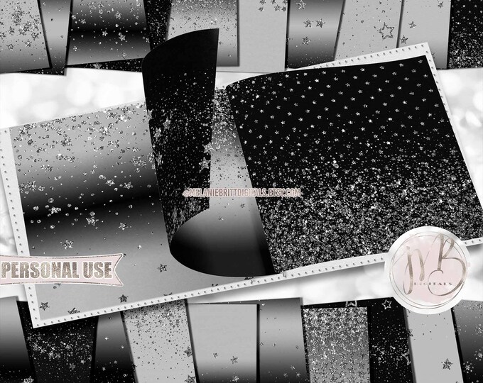 Stardust Scrapbook Paper Download • Silver Sparkling Glitter Formal Party Celebration • Scrapbooking Printable