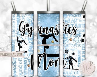 Light Blue Gymnastics Mom 20oz Skinny Tumbler Wrap Sublimation Download • Gymnast Medals Gymnastics Mom Gift • DIY Print and Press