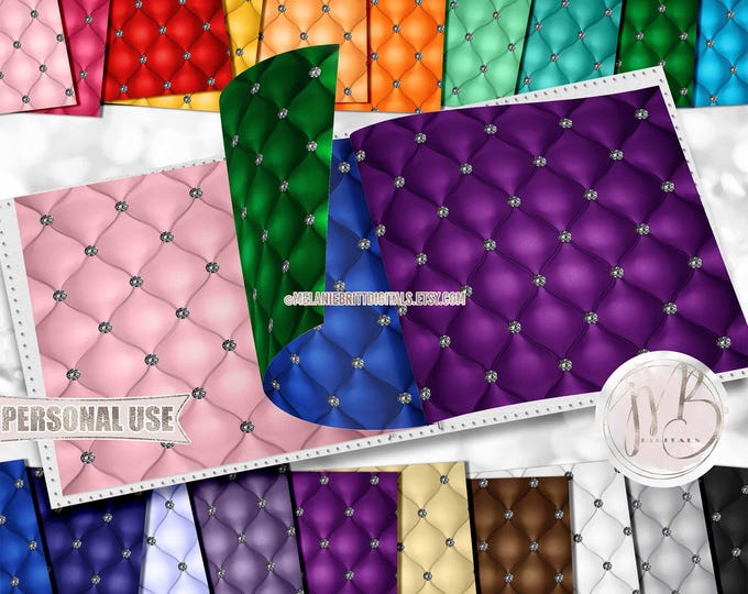 Black Diamond Tufted Scrapbook Paper Download • Colorful Ornate Realistic Tufted Design • Printable Paper Crafts 20 12x12 JPG & PDF