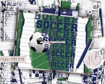 Navy Soccer Junk Journal Page Download • Sports Memorabilia  • DIY Journaling Printable