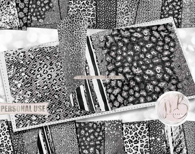 Snow Leopard Glam Scrapbook Paper Download • Sparkling Glitter and Shimmering Foil • Scrapbooking Printable