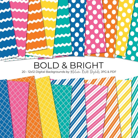 Bold Bright Digital Pattern Paper Scrapbook Paper Digital Etsy