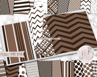 Sable Brown Classic Scrapbook Paper Download • Various Geometric Patterned Designs • DIY Printable Paper Crafts 20 12x12 JPG & PDF