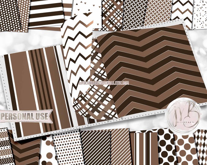 Sable Brown Classic Scrapbook Paper Download • Various Geometric Patterned Designs • DIY Printable Paper Crafts 20 12x12 JPG & PDF