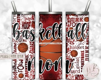 Maroon Basketball Mom Tumbler Wrap Sublimation Download • Sport Typography • DIY Print and Press