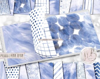 Blue Watercolor Scrapbook Paper Download • Patterned Watercolor Painted Design • DIY Printable Paper Crafts 20 12x12 JPG & PDF