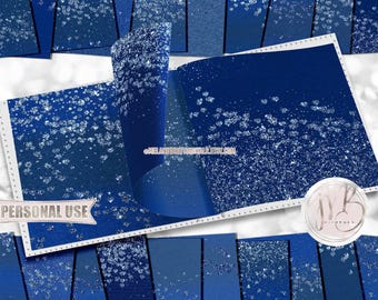Blue Heart Glitter Lovedust Scrapbook Paper Download • Scattered Hearts and Sparkling Glitter • Printable Paper Crafts 20 12x12 JPG & PDF