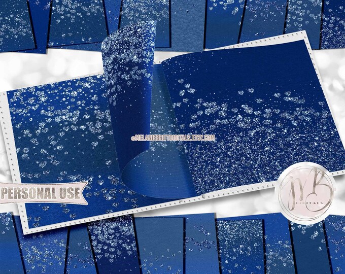 Blue Heart Glitter Lovedust Scrapbook Paper Download • Scattered Hearts and Sparkling Glitter • Printable Paper Crafts 20 12x12 JPG & PDF