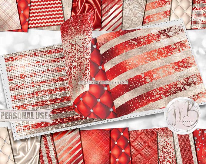 Red and Champagne Luxury Scrapbook Paper Download • Luxurious Glitter and Foil • Scrapbooking Printable