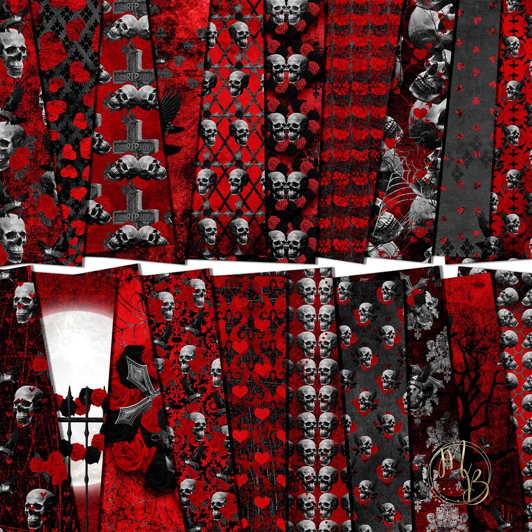 Gothic Romance Scrapbook Paper Download Romantic Heart Shaped Roses ...