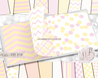 Pink and Yellow Classic Scrapbook Paper Download • Geometric Patterned Design • DIY Printable Paper Crafts 20 12x12 JPG & PDF