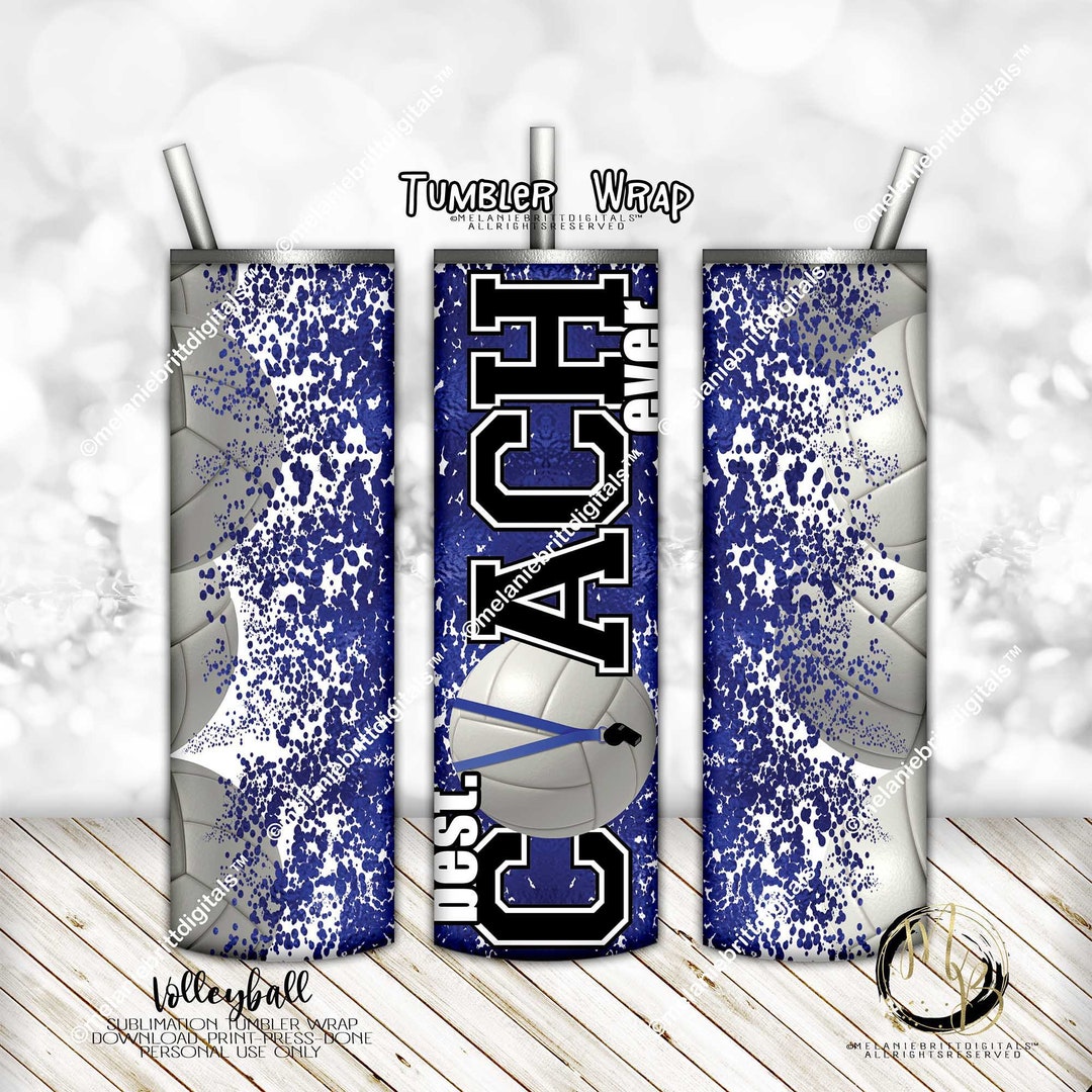 Blue Volleyball Coach Tumbler Wrap Digital Download Etsy