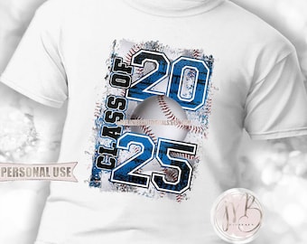 Baby Blue Baseball Class of 2025 T-Shirt Sublimation Design Download  • Distressed Baseball Collage Senior Graduate Gift • DIY Print & Press