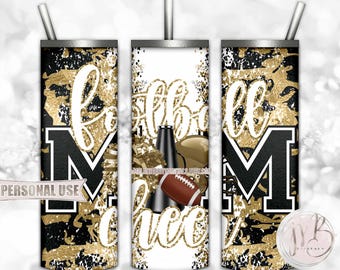 Gold Mom of Both Football and Cheer 20oz Skinny Tumbler Wrap Sublimation Design • Camouflage Mom Gift • DIY Print and Press