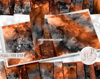 Halloween Alcohol Ink Scrapbook Paper Download • Painted Abstract Fluid Art Inked Design • Printable Paper Crafts 20 12x12 JPG & PDF