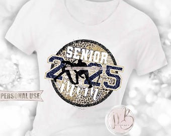 Boy Wrestling Senior 2025 Mom T-Shirt Sublimation Design • Classic Leopard Print Navy and Gold Glitter Wrestler Mom Gift • DIY Print & Press