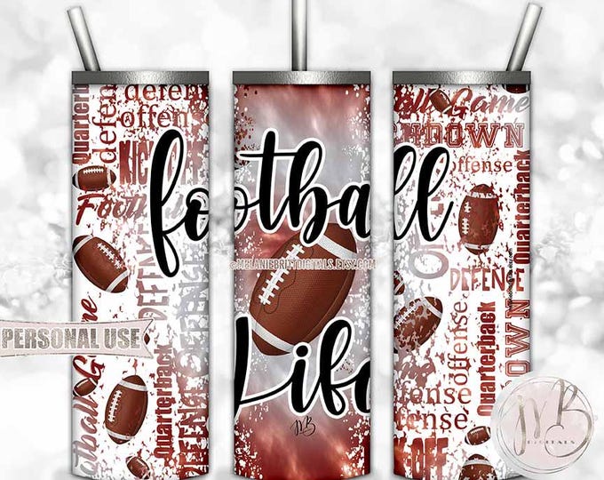 Football Life Tumbler Wrap Download • Maroon and Silver Tie Dye Typography Football Gift • Sublimation Print and Press #1