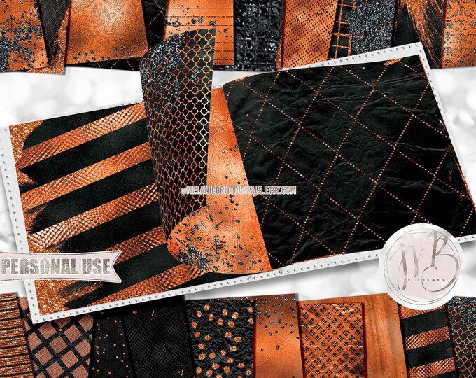 Halloween Glam Scrapbook Paper Download • Sparkling Glitter and Shimmering Foil Design • Printable Paper Crafts 20 12x12 JPG & PDF