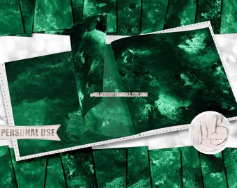 Emerald Watercolor Scrapbook Paper Download • Soft Delicate Mixed Media Paint Design • DIY Printable Paper Crafts 20 12x12 JPG & PDF