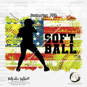 Patriotic Softball T-Shirt Sublimation Design Download • USA Flag Distressed Softball Batter School Sports • Sublimation Crafts