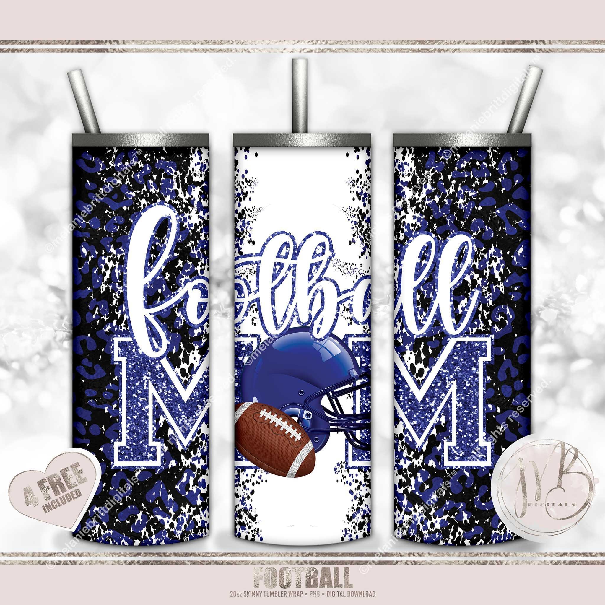 Football MOM 20oz Skinny Tumbler Wrap Sublimation PNG Download