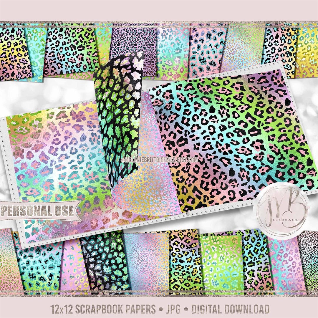 Leopard Print Scrapbook Paper - 12x12 Double Sided Sheets (5 Pack)